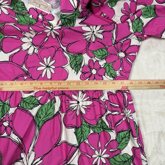 Flora Bea NYC Tinsley Long Sleeve Shirt Dress Mini Pink Floral Women's Size XL - Picture 9 of 11
